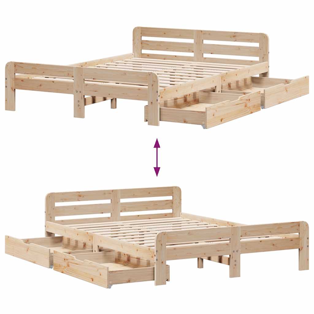 Cadre de lit sans matelas 150x200 cm bois de pin massif