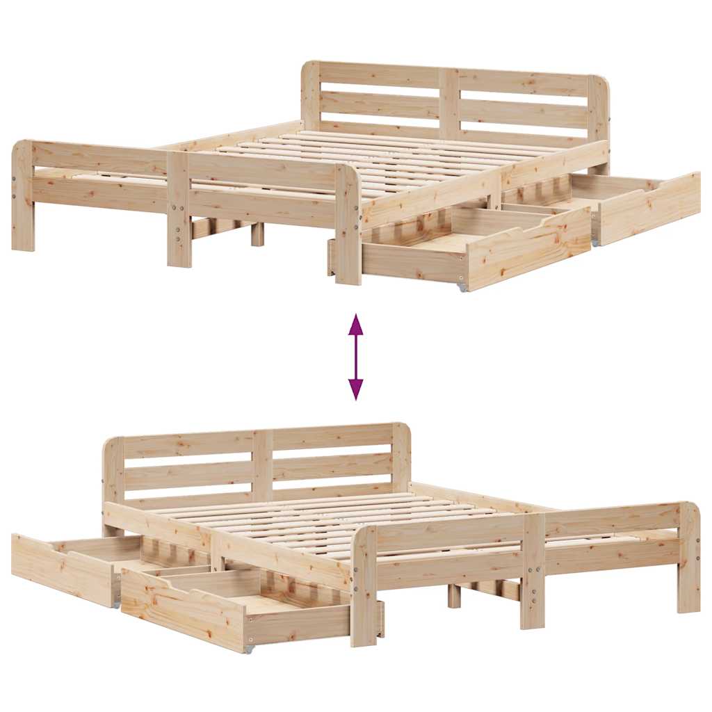 Cadre de lit sans matelas 140x200 cm bois massif de pin