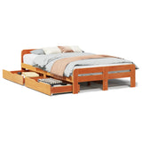 Bed frame without mattress brown wax 120x200cm solid pine wood