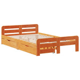 Bed frame without mattress brown wax 120x200cm solid pine wood