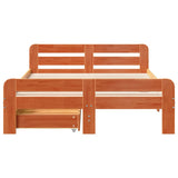 Bed frame without mattress brown wax 120x200cm solid pine wood