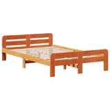 Bed frame without mattress brown wax 120x200cm solid pine wood