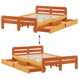 Bed frame without mattress brown wax 120x200cm solid pine wood