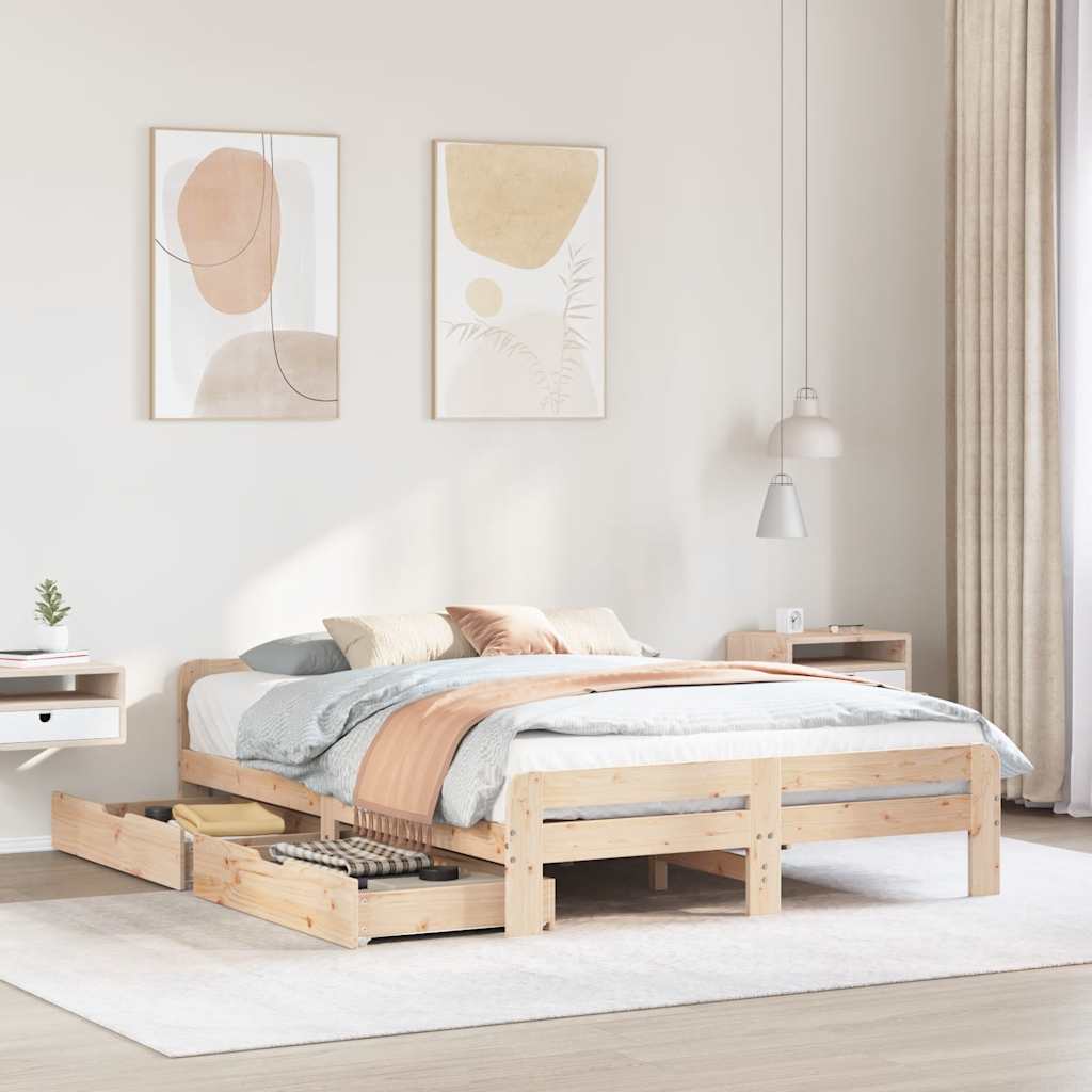 Cadre de lit sans matelas 140x190 cm bois de pin massif