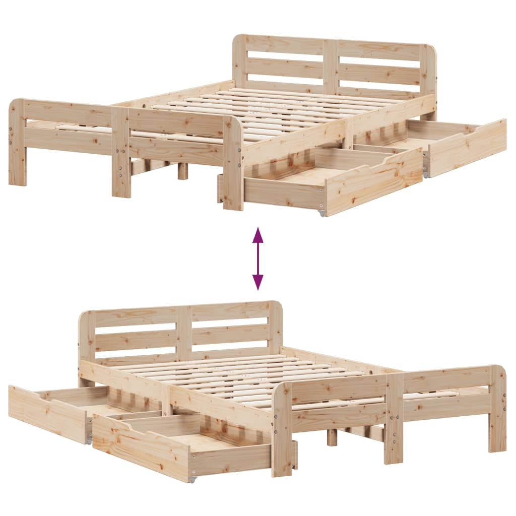 Cadre de lit sans matelas 135x190 cm bois de pin massif