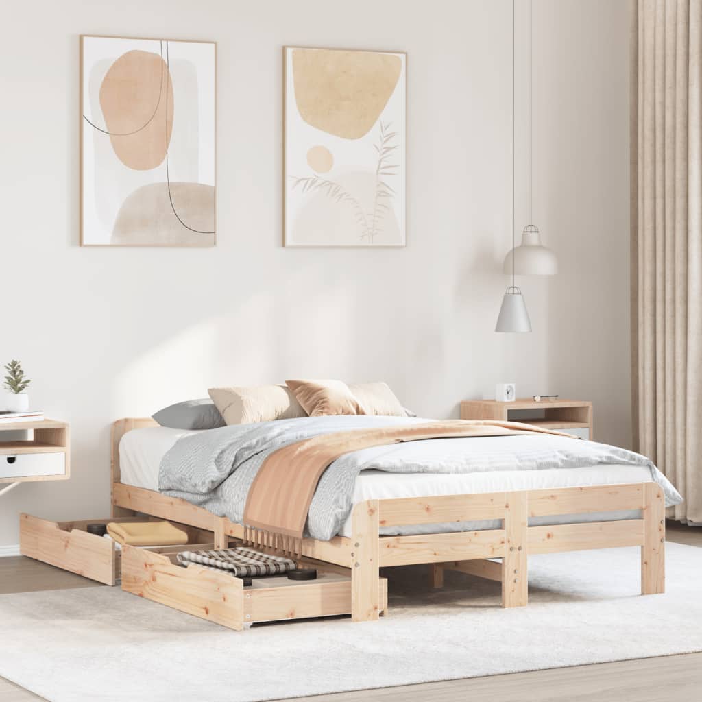 Cadre de lit sans matelas 135x190 cm bois de pin massif