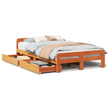 Bed frame without mattress brown wax 120x190cm solid pine wood