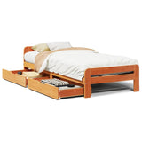 Bed frame without mattress brown wax 75x190 cm solid pine wood