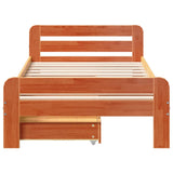 Bed frame without mattress brown wax 75x190 cm solid pine wood