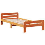 Bed frame without mattress brown wax 75x190 cm solid pine wood