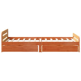 Bed frame without mattress brown wax 75x190 cm solid pine wood