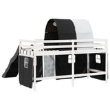 Children's loft bed and tunnel white/black 80x200cm solid pine