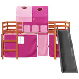 Children's loft bed with pink tunnel 80x200cm solid pine wood