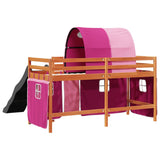 Children's loft bed with pink tunnel 80x200cm solid pine wood