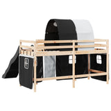 Lit mezzanine enfants et tunnel blanc/noir 90x200 cm pin massif