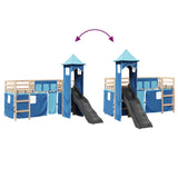 Children's loft bed with blue tower 80x200cm solid pine wood