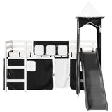 Lit mezzanine enfants avec tour blanc/noir 80x200cm pin massif