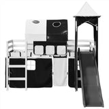 Lit mezzanine enfants et tour blanc/noir 90x200 cm pin massif