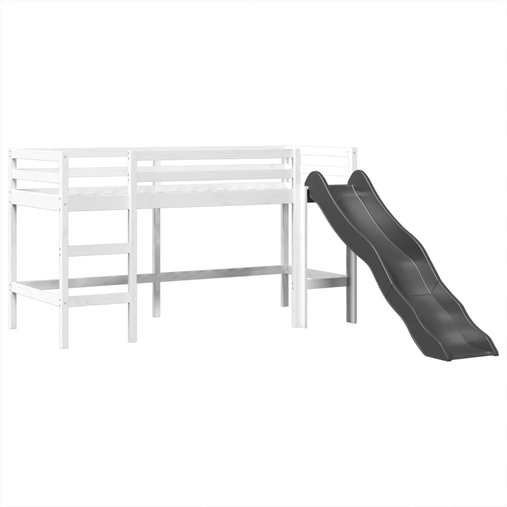 Lit mezzanine enfants et tour blanc/noir 90x200 cm pin massif