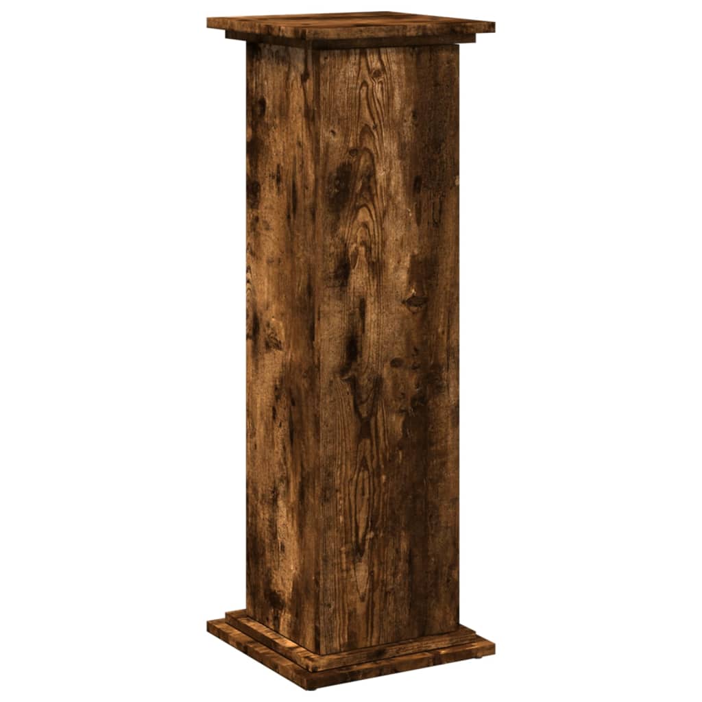 Piédestal avec rangement chêne fumé 31x30x90 cm bois ingénierie