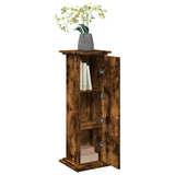 Piédestal avec rangement chêne fumé 31x30x90 cm bois ingénierie