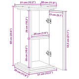 Piédestal avec rangement chêne fumé 31x30x60 cm bois ingénierie