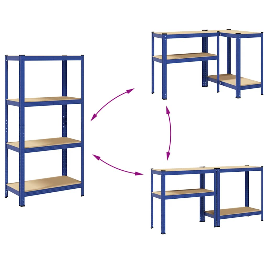 Étagères de rangement à 4 niveaux 2 pcs acier bois d'ingénierie