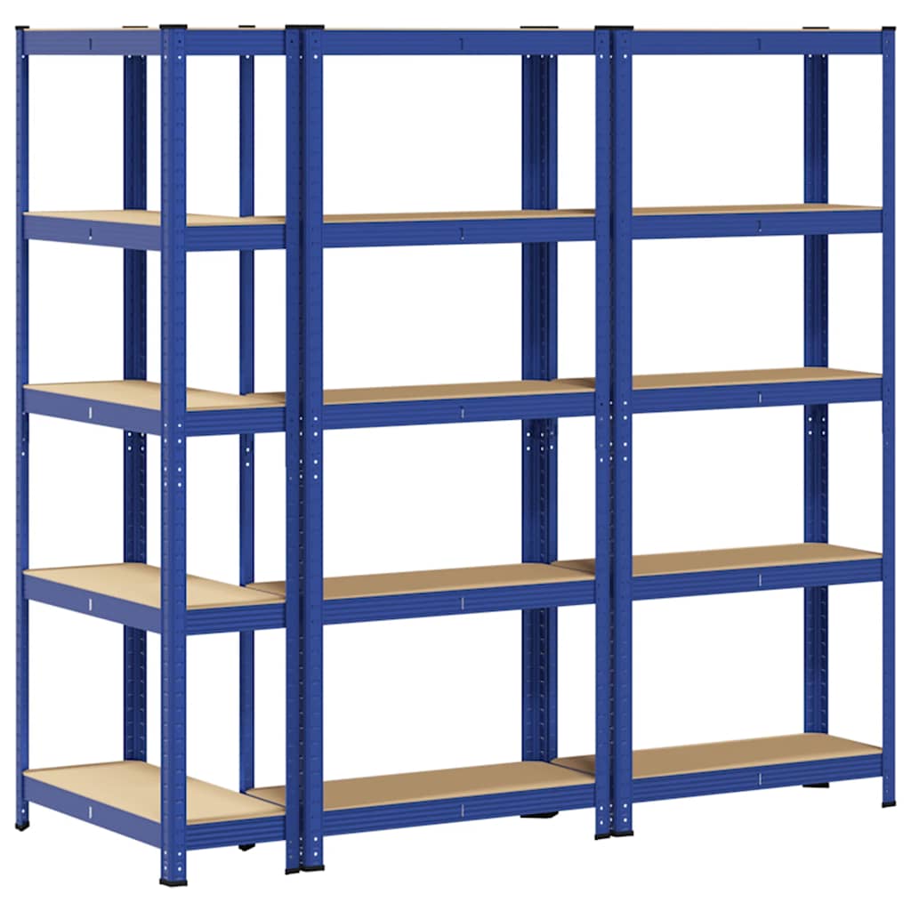 Étagères de rangement à 5 niveaux 3 pcs Bleu