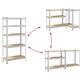 Étagères de rangement à 5 niveaux 2 pcs acier bois d'ingénierie