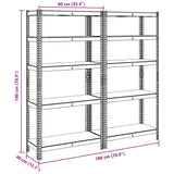 Étagères de rangement à 5 niveaux 2 pcs Bleu Acier et bois