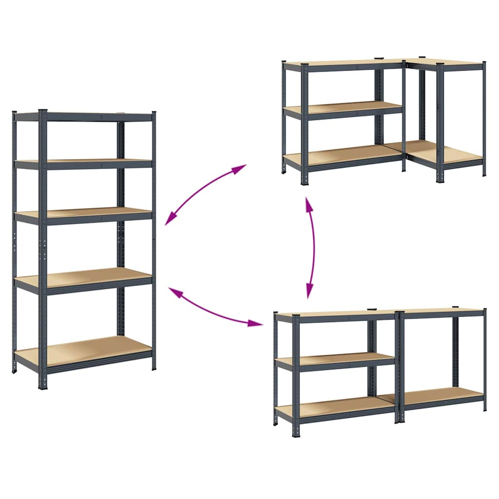 Étagère résistante 5 niveaux anthracite acier bois d'ingénierie