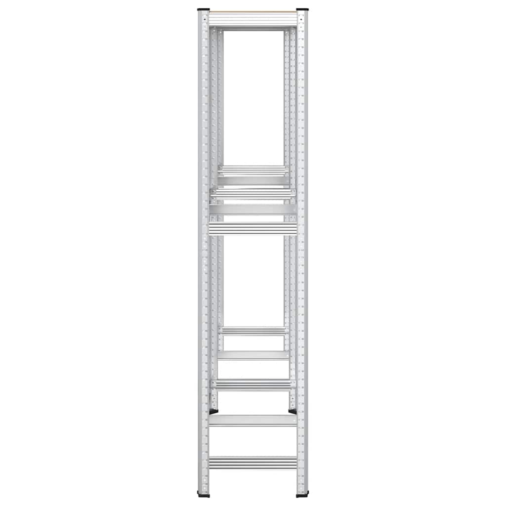 Étagères à pneus à 2 niveaux 2 pcs acier et bois d'ingénierie