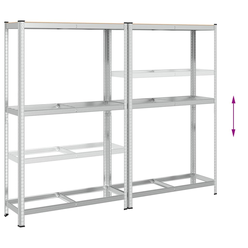 Étagères à pneus à 2 niveaux 2 pcs acier et bois d'ingénierie