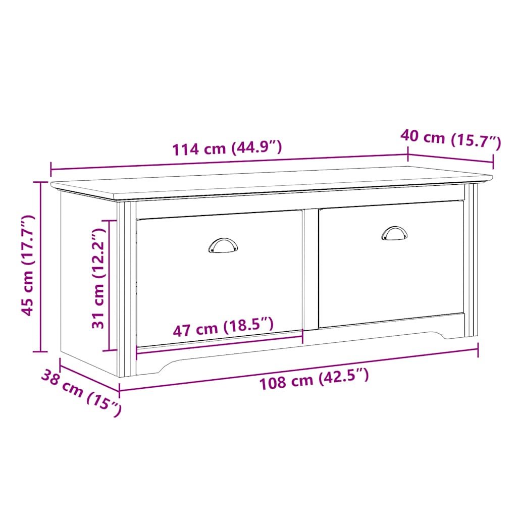 Banc de couloir BODO blanc 114x40x45 cm