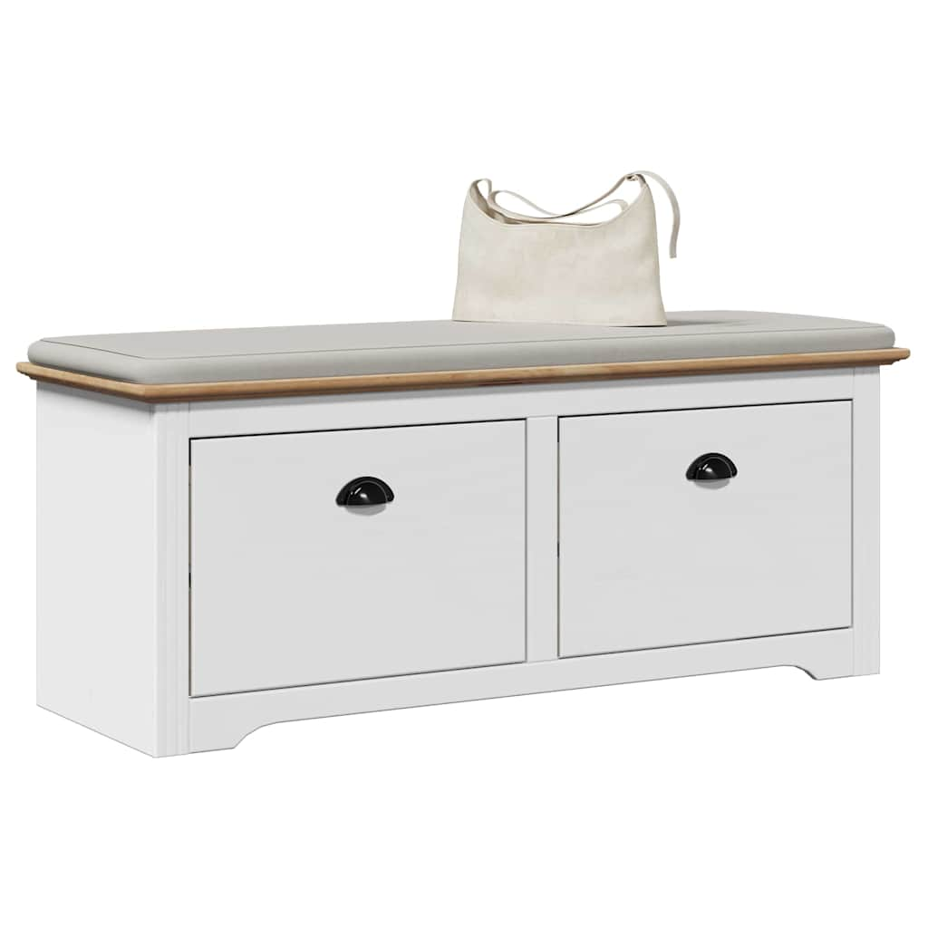 Banc de couloir BODO blanc et marron 114x40x45 cm