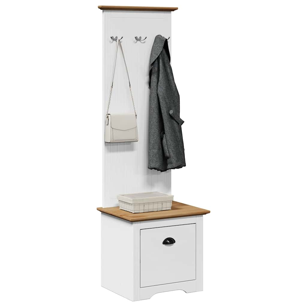 Armoire de couloir avec crochets BODO blanc marron 50x40x157 cm