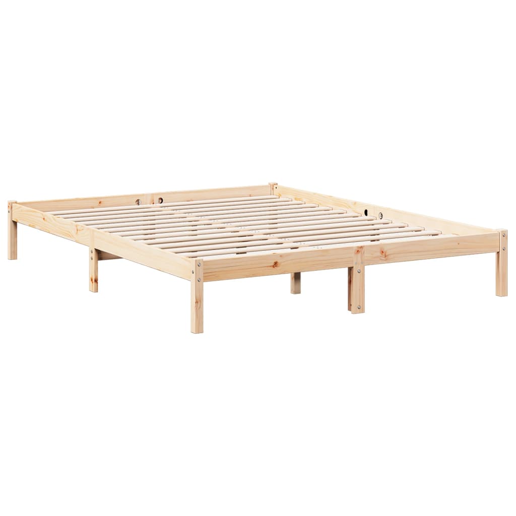 Cadre de lit extra long sans matelas 140x210 cm bois massif pin