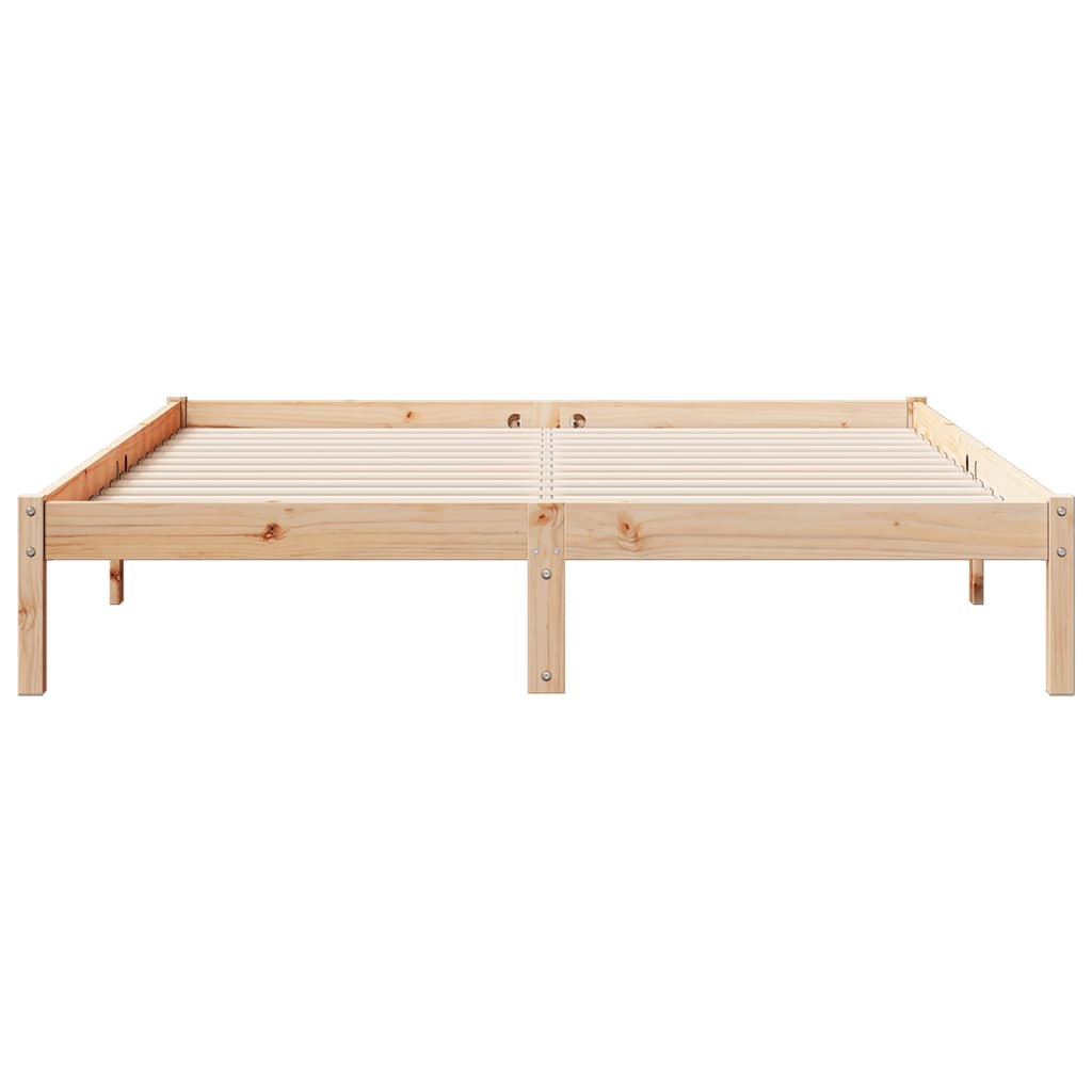 Cadre de lit extra long sans matelas 140x210 cm bois massif pin