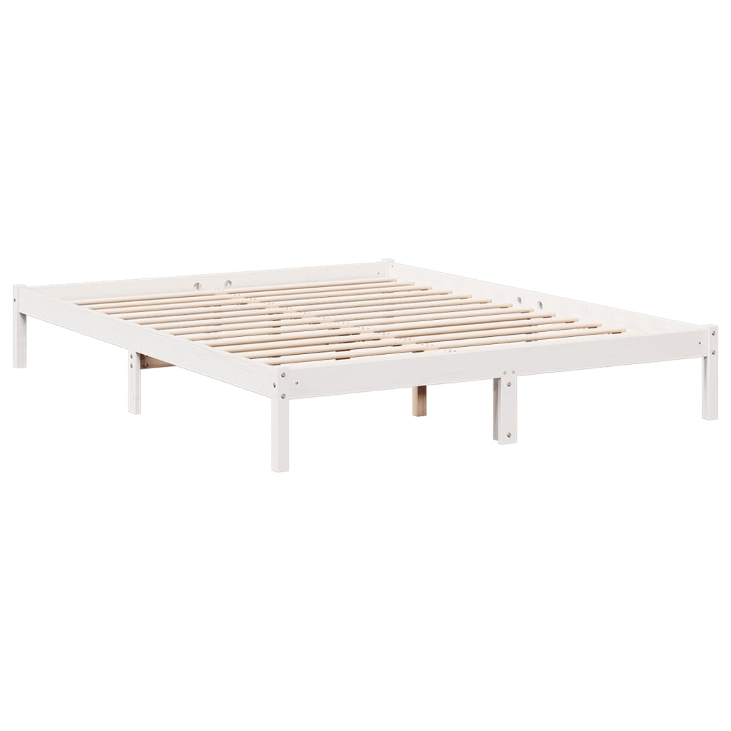 Cadre de lit extra long sans matelas 140x210 cm bois massif pin