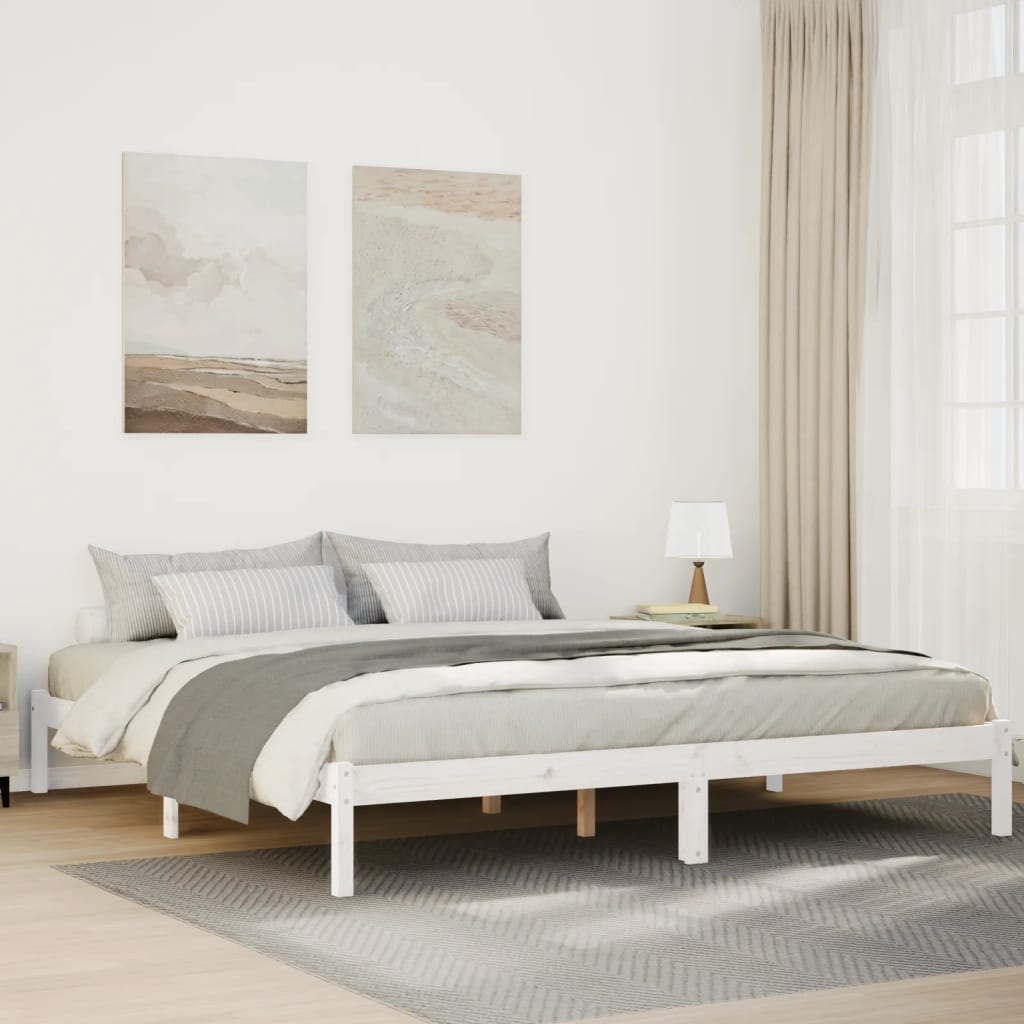 Cadre de lit extra long sans matelas 180x210 cm bois massif pin