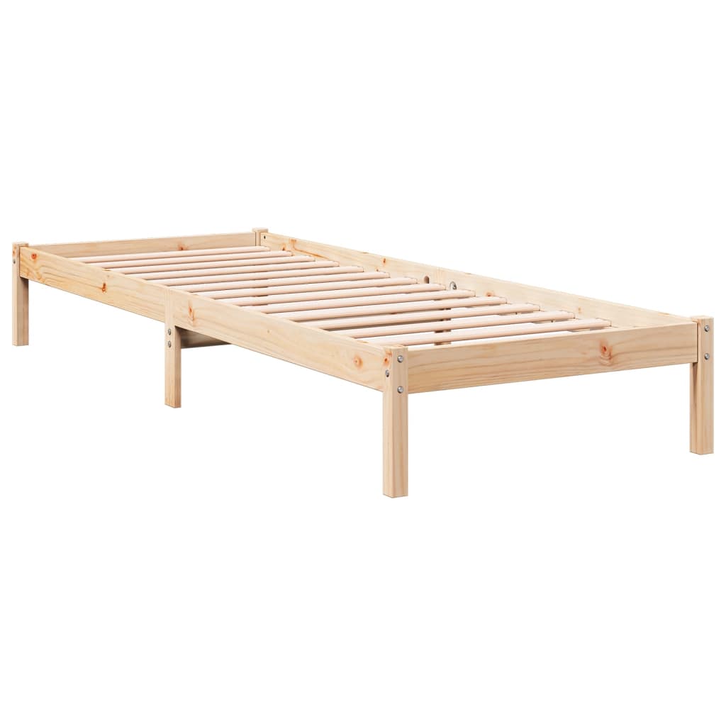 Cadre de lit extra long sans matelas 90x220 cm bois massif pin