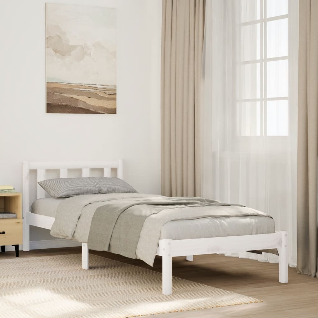 Cadre de lit extra long sans matelas 100x210 cm bois massif pin