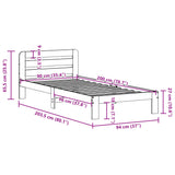 Cadre de lit sans matelas 90x200 cm bois de pin massif