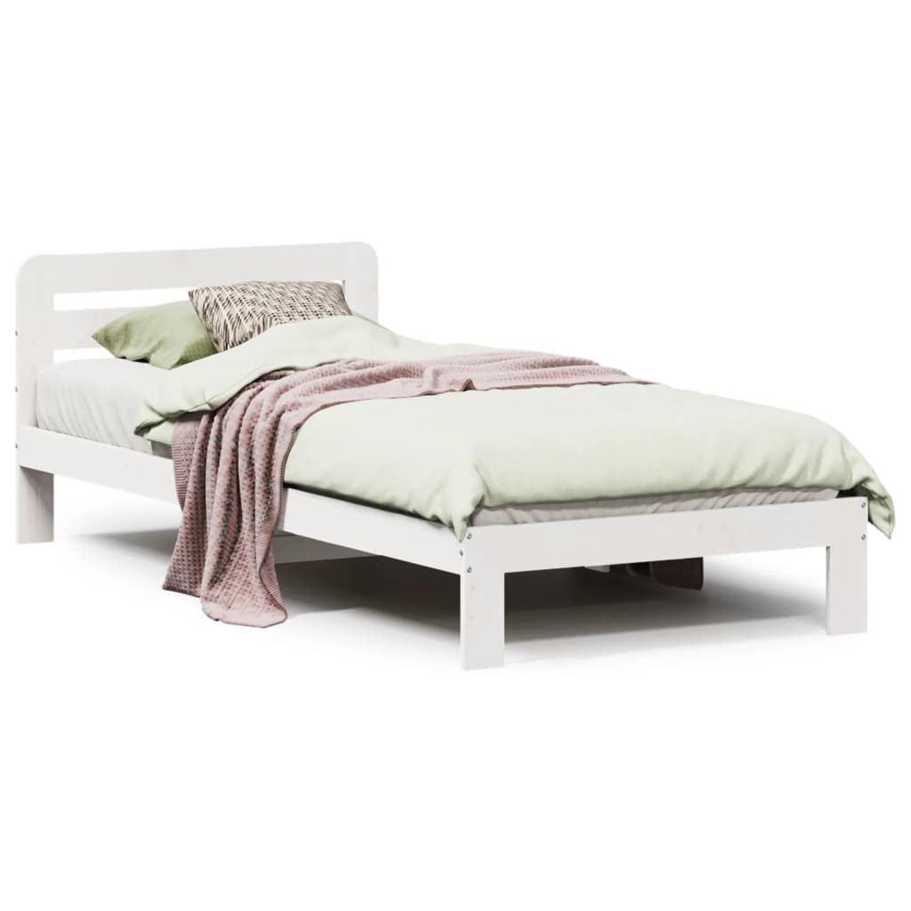 Cadre de lit sans matelas blanc 100x200 cm bois de pin massif