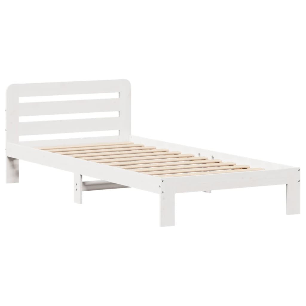 Cadre de lit sans matelas blanc 100x200 cm bois de pin massif