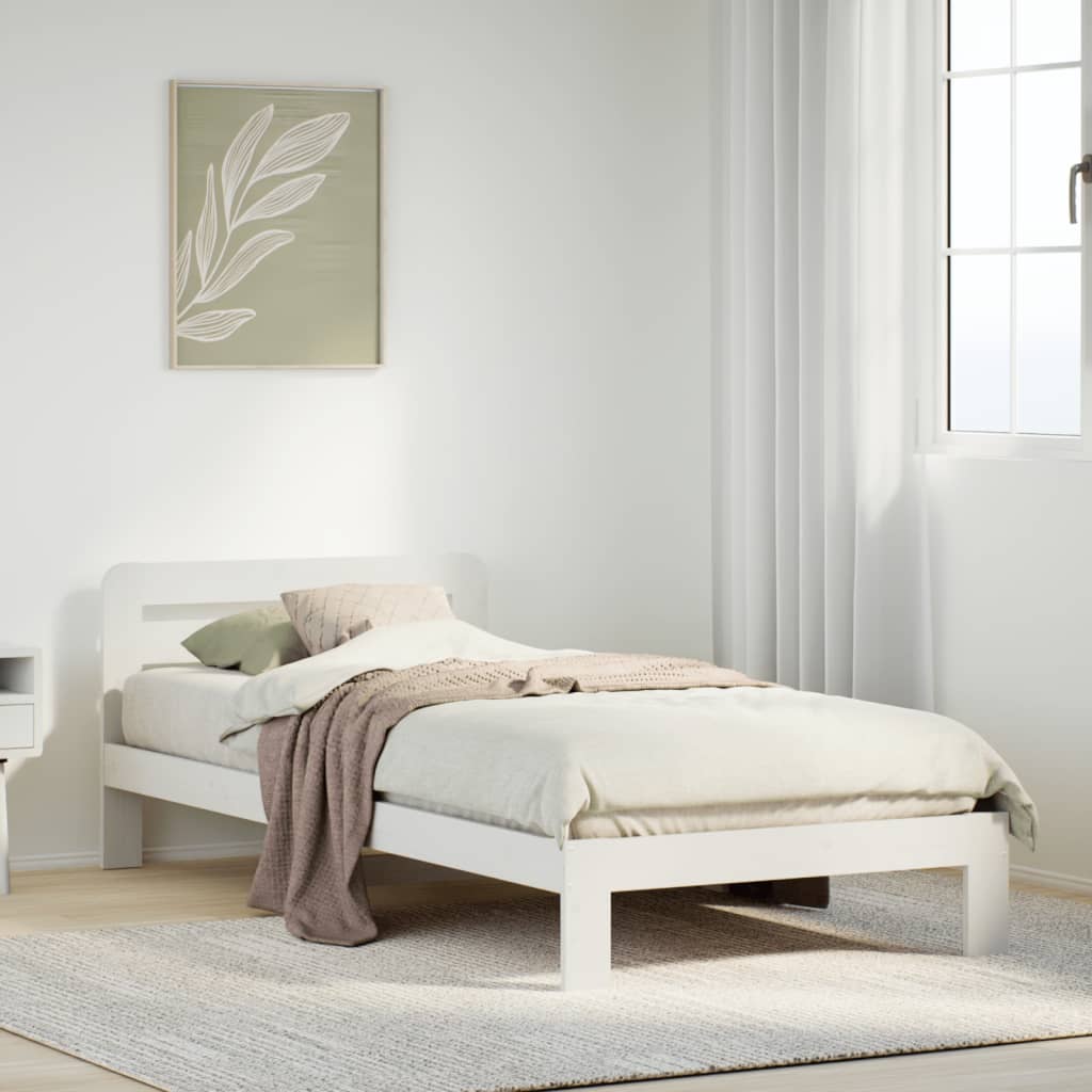 Cadre de lit sans matelas blanc 100x200 cm bois de pin massif