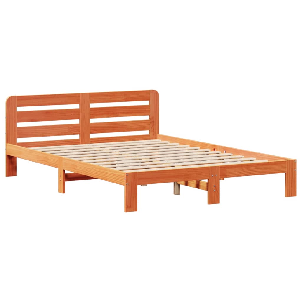 Cadre de lit sans matelas cire marron 120x200cm bois pin massif