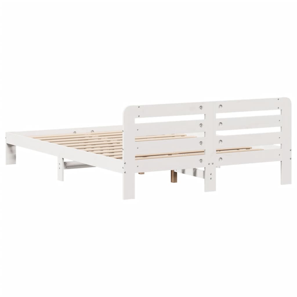 Cadre de lit sans matelas blanc 140x200 cm bois de pin massif