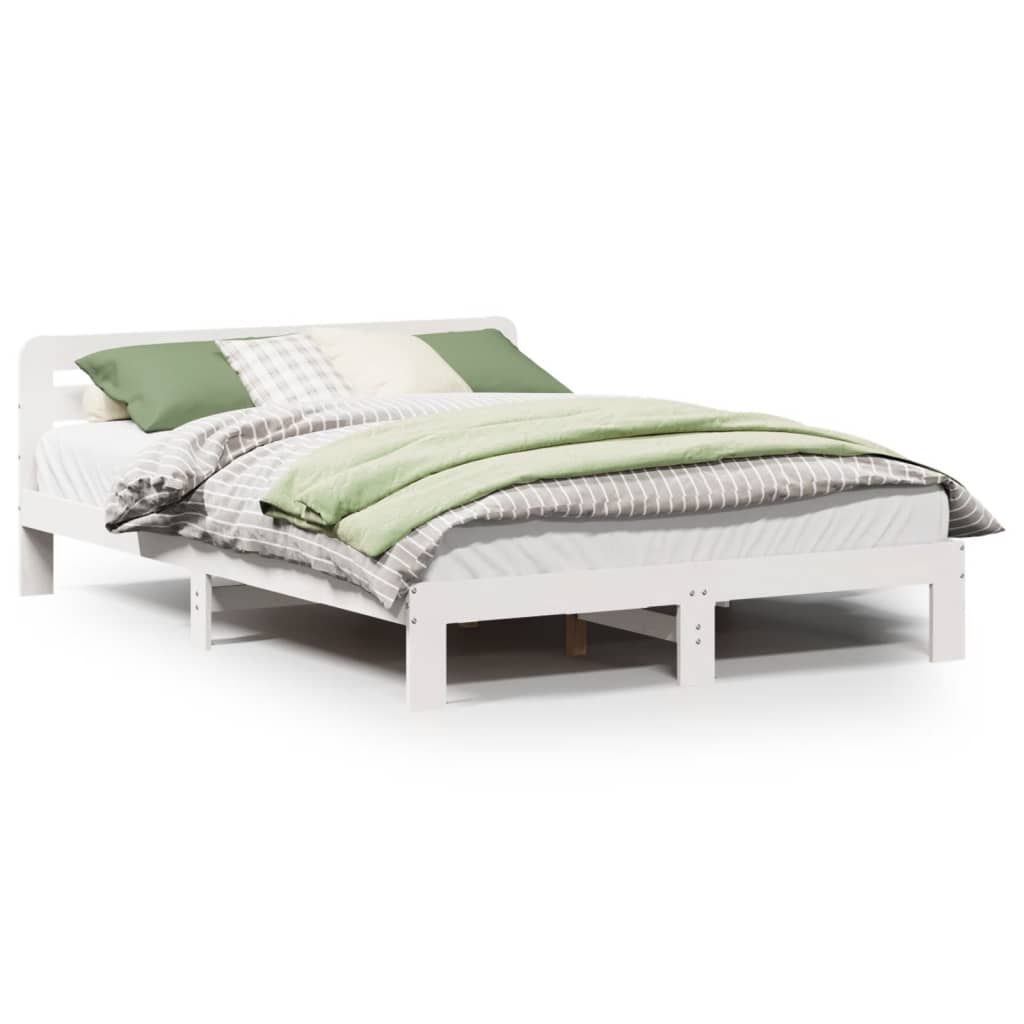 Cadre de lit sans matelas blanc 150x200 cm bois de pin massif