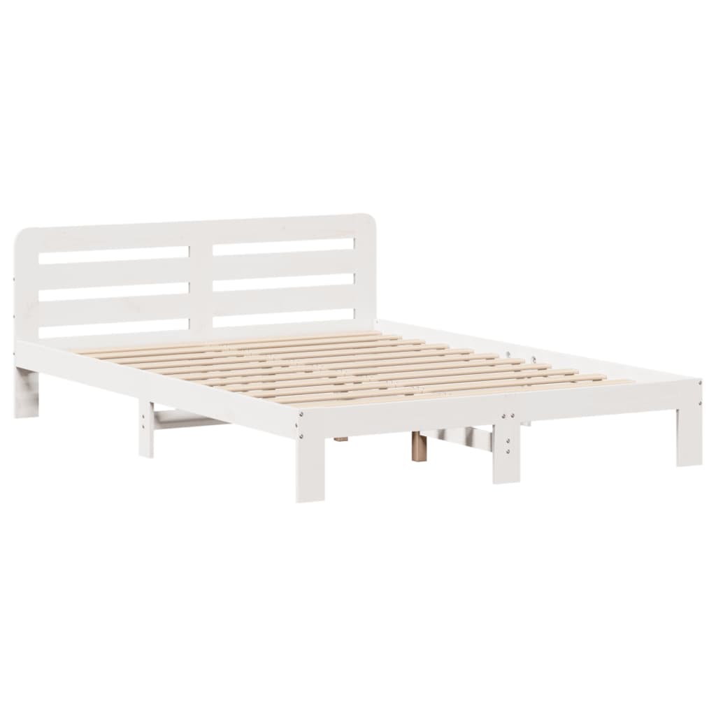 Cadre de lit sans matelas blanc 150x200 cm bois de pin massif